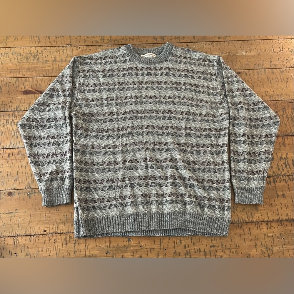 VTG MUNSINGWEAR MENS SWEATER KNITTED CREW KNECK GRAY GRANDPA‎ SWEATER SIZE XL/XG